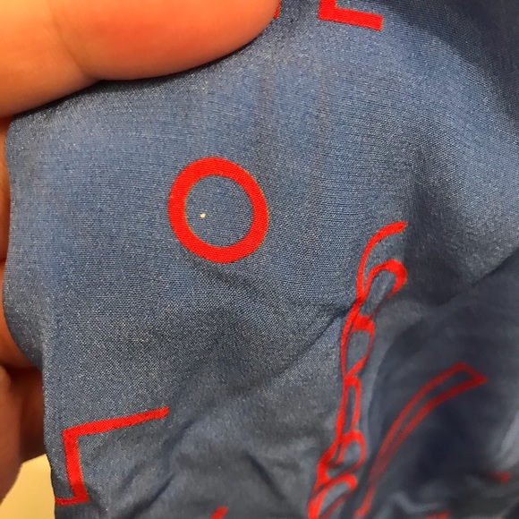 Dusen Dusen Silk Geometric Skirt XS blue red elastic waist full a line - Picture 7 of 10